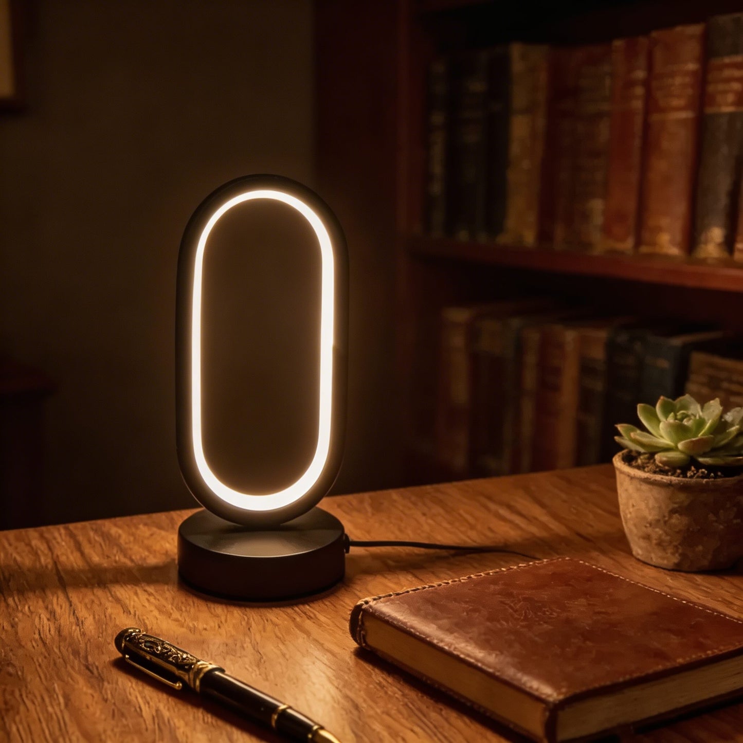 Compact Contemporary Desk Lamp with Mini Ring Design