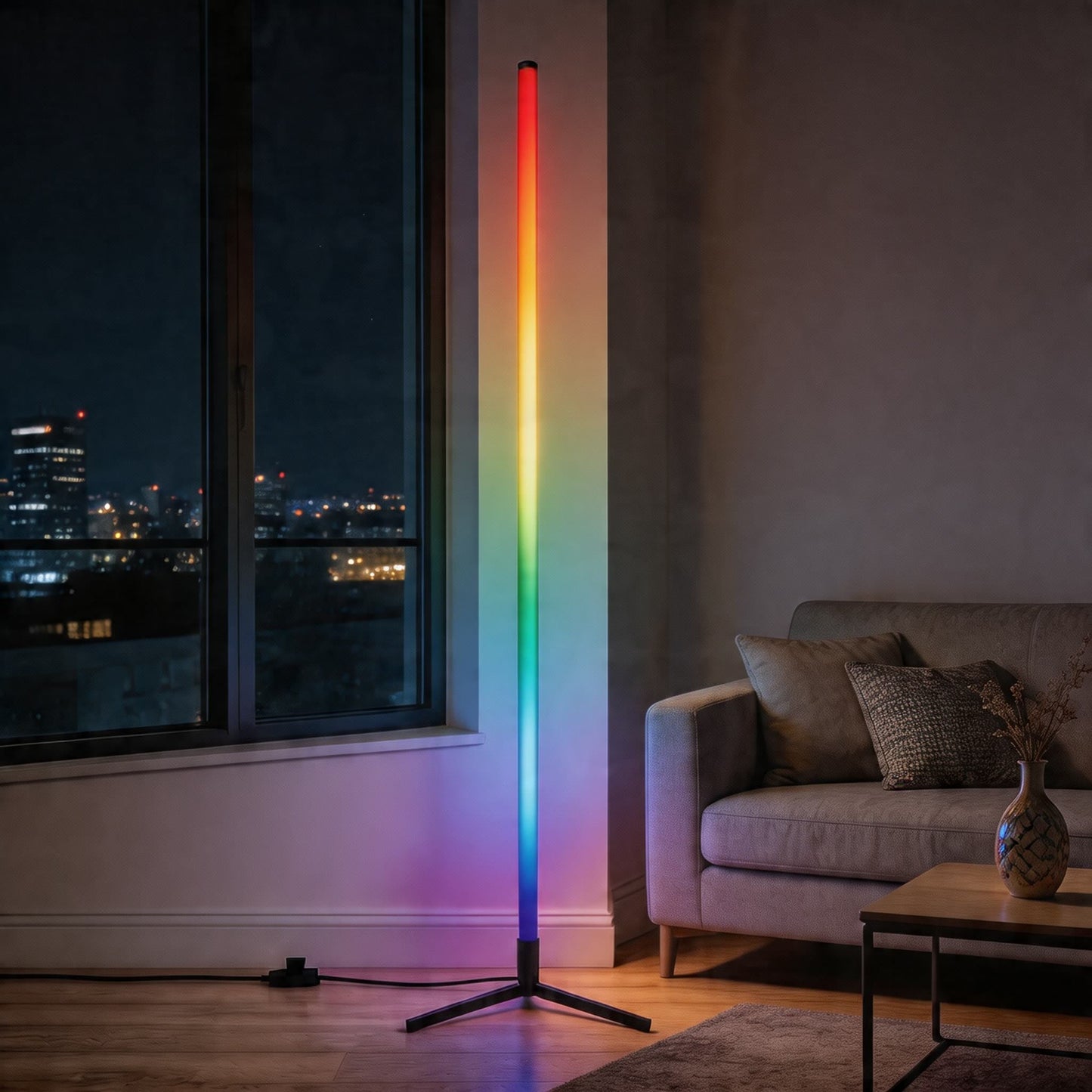 Contemporary Floor Lamp with LED Light Available in Various Colors