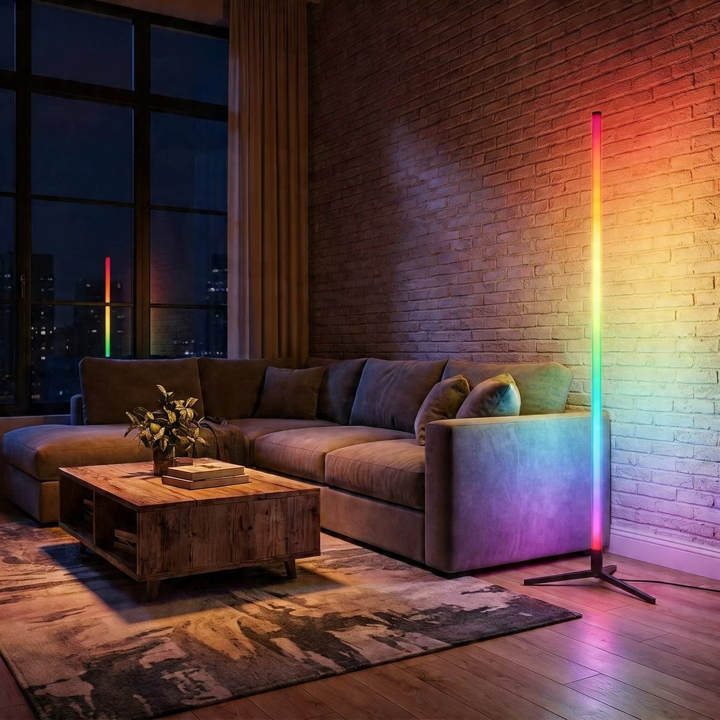 Contemporary Floor Lamp with LED Light Available in Various Colors