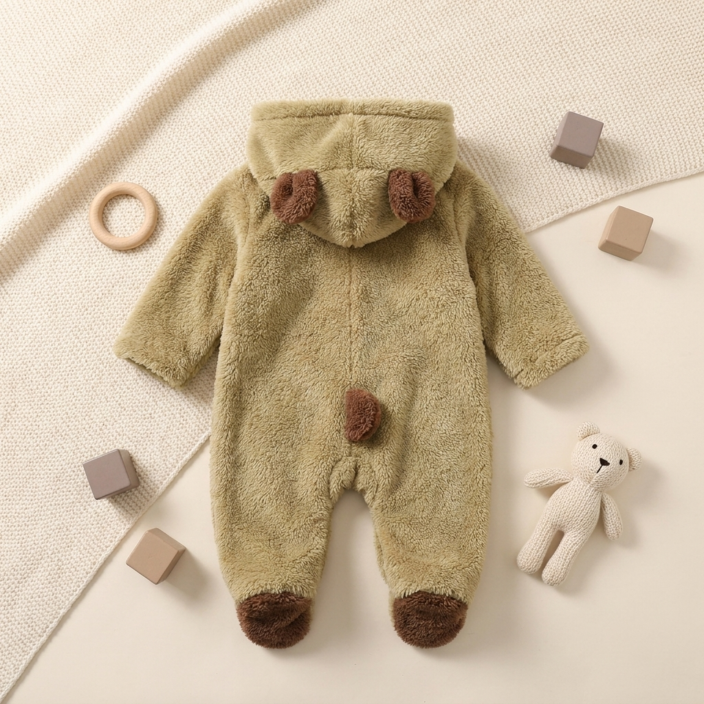 Adorable Baby Romper with Cartoon Bear Design