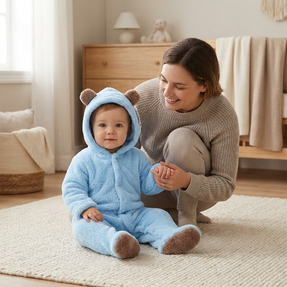 Adorable Baby Romper with Cartoon Bear Design