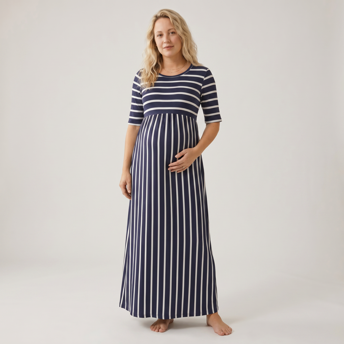 Striped Midi Dress for Nursing on Sundays