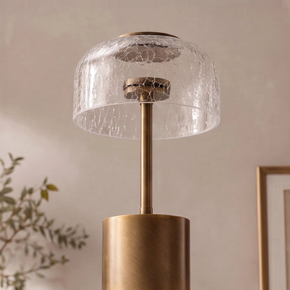Table Lamp with Cracked Glass Shade