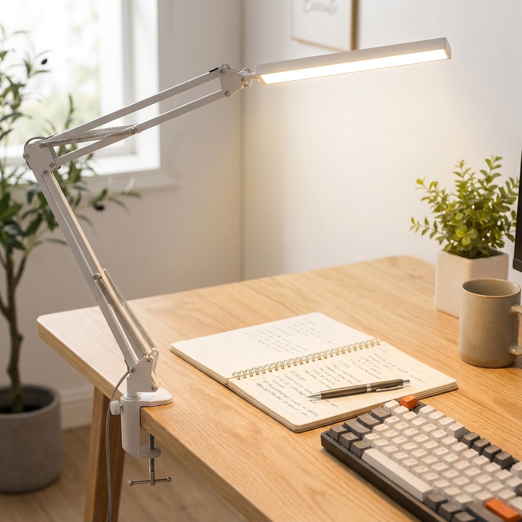 LED Desk Lamp with Adjustable Clamp Attachment