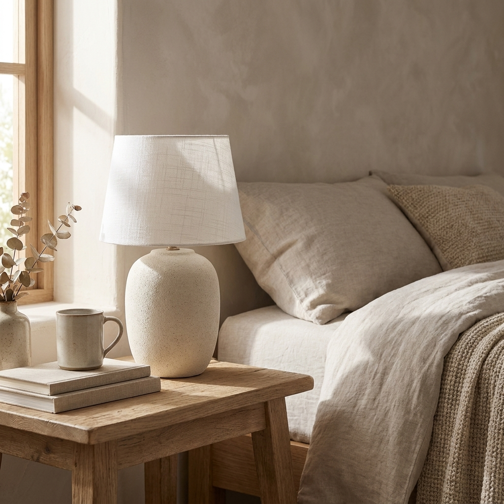 Ceramic Table Lamp in Modern Taupe Design