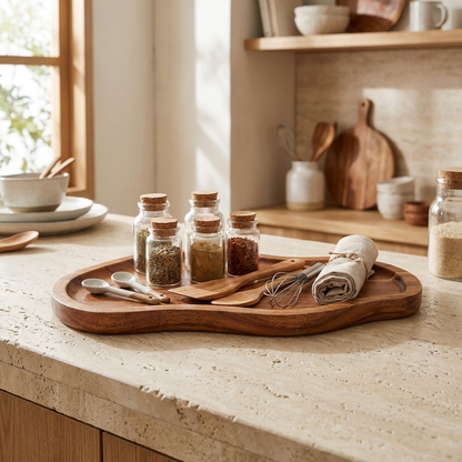 Wooden Serving and Organization Tray with Rustic Design
