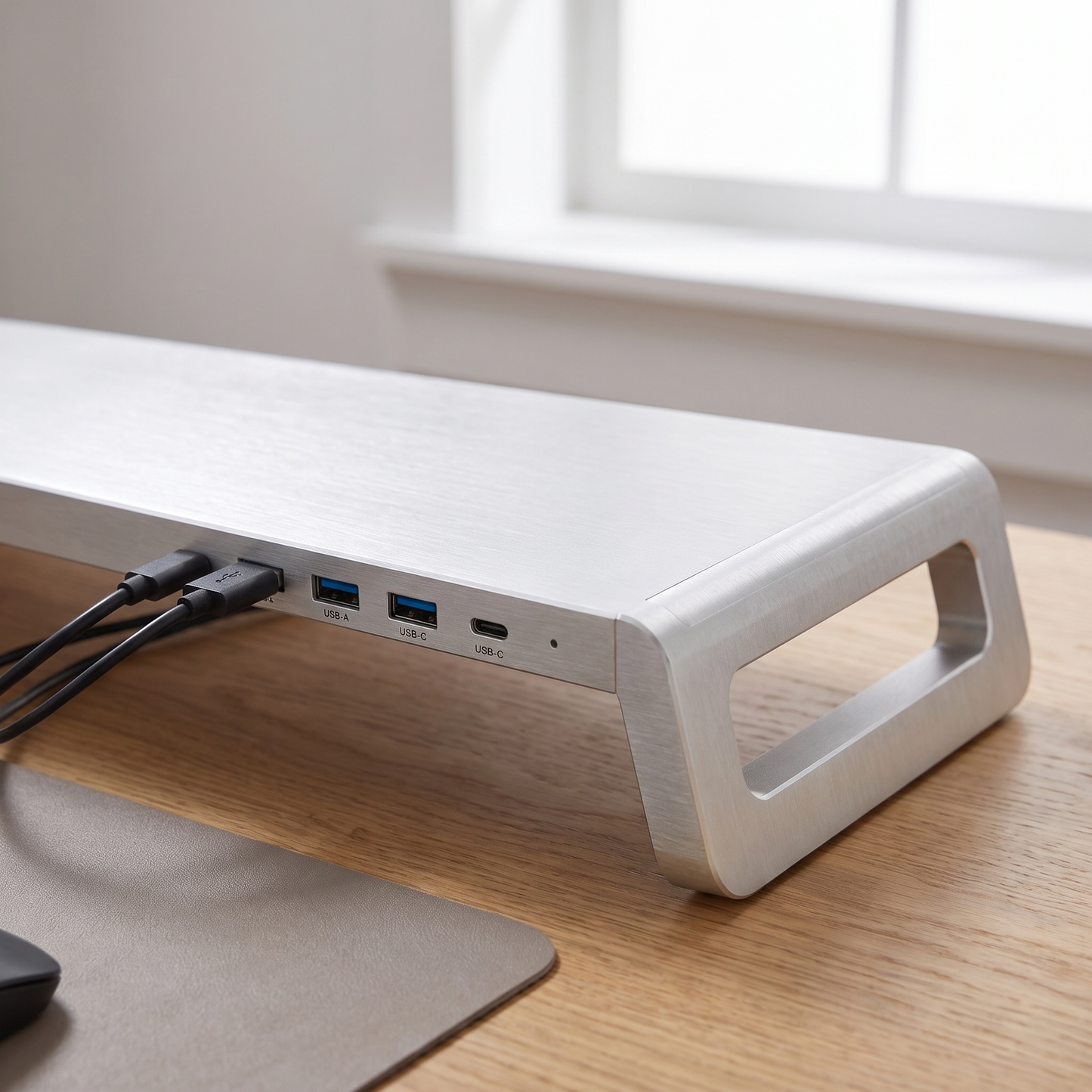 Desk Riser in Aluminum with Integrated USB 3.0 Hub