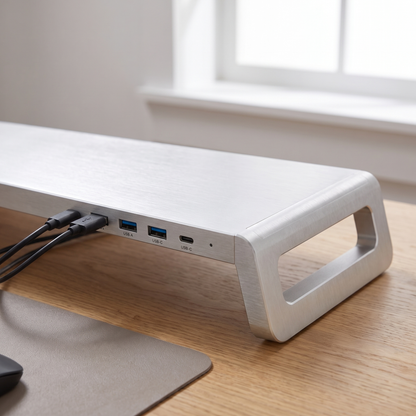 Desk Riser in Aluminum with Integrated USB 3.0 Hub