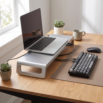 Desk Riser in Aluminum with Integrated USB 3.0 Hub