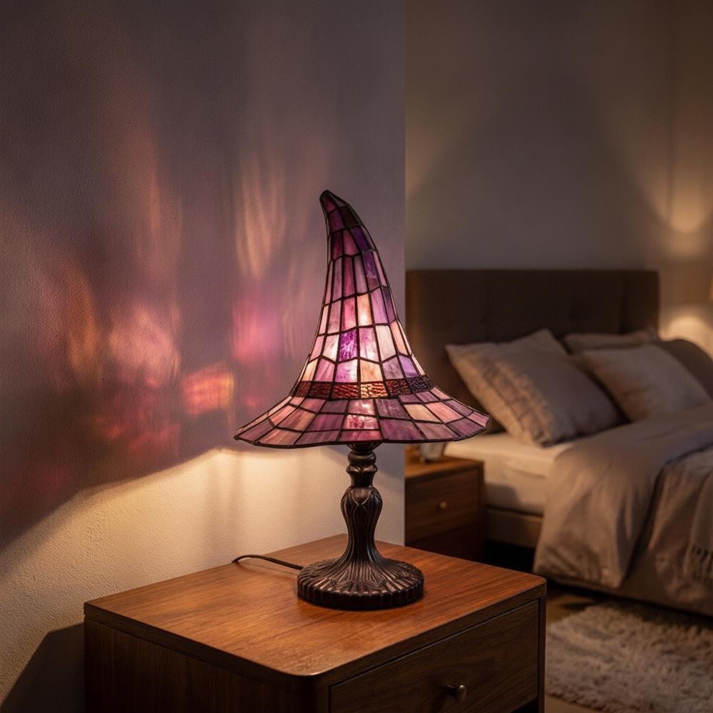 Enchanting Witch Hat Stained Glass Table Lamp