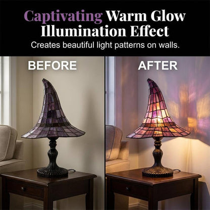 Enchanting Witch Hat Stained Glass Table Lamp