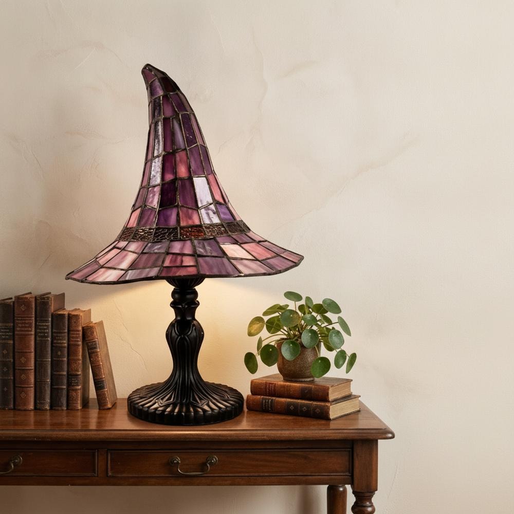 Enchanting Witch Hat Stained Glass Table Lamp