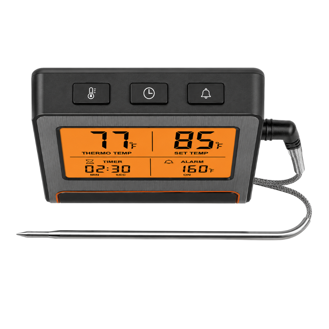 Digital Meat Thermometer with LCD Display, Probe, and Timer for Grilling