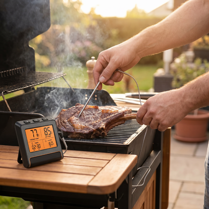 Digital Meat Thermometer with LCD Display, Probe, and Timer for Grilling