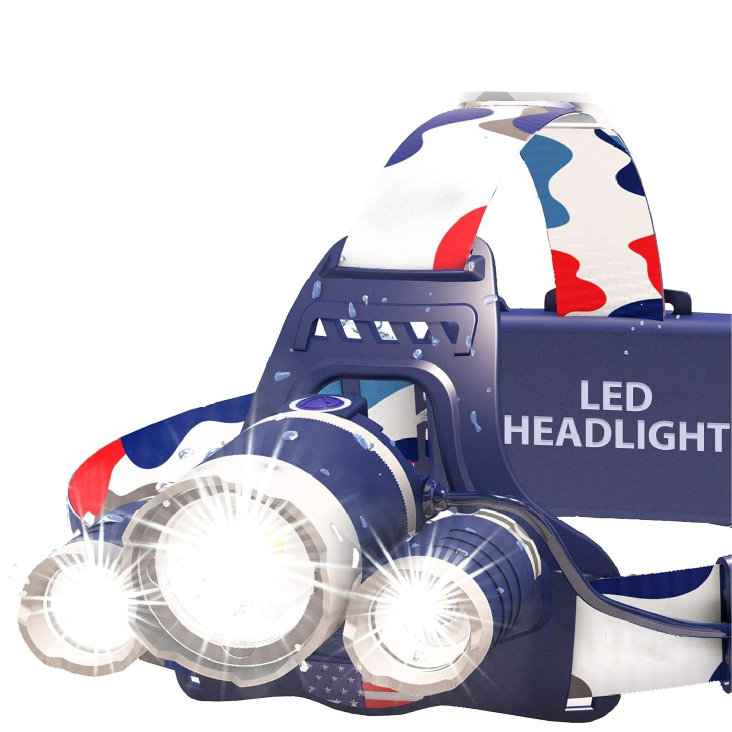 Rechargeable LED Headlamp with Adjustable Focus and Red Light Mode