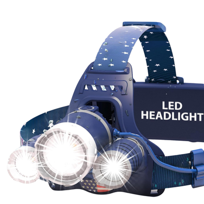Rechargeable LED Headlamp with Adjustable Focus and Red Light Mode
