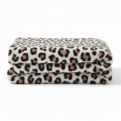 Fleece Blanket with Leopard Pattern for Sofa, Bed, Travel, Camping