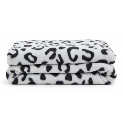 Fleece Blanket with Leopard Pattern for Sofa, Bed, Travel, Camping