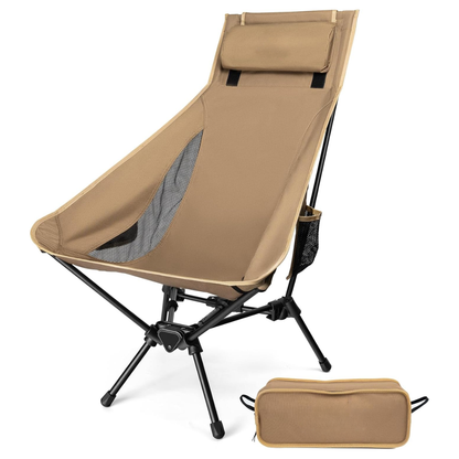 High Back Aluminum Folding Chair with Pillow for Camping