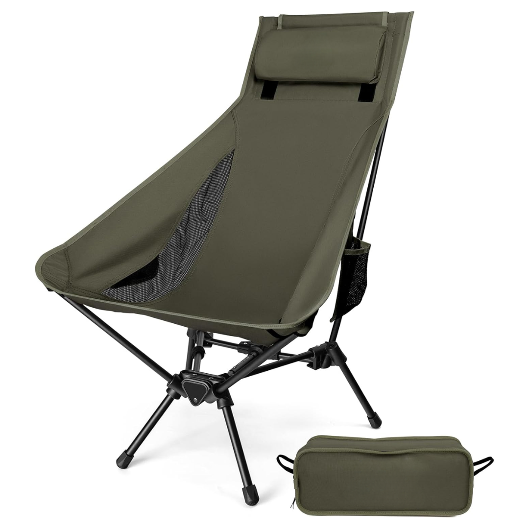 High Back Aluminum Folding Chair with Pillow for Camping