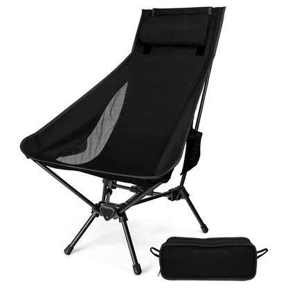 High Back Aluminum Folding Chair with Pillow for Camping