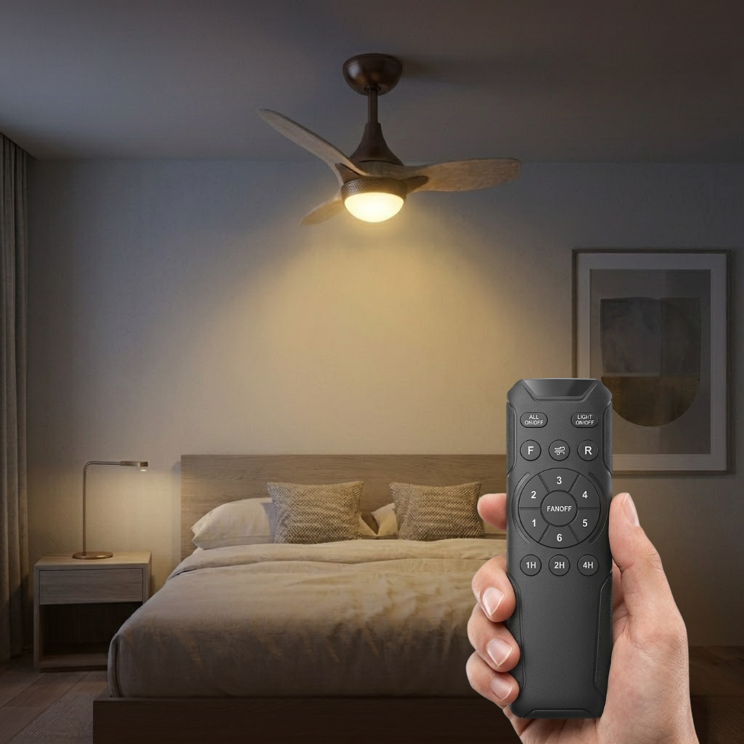 Ceiling Fan with Remote Control, Integrated LED Light, Low Profile Design