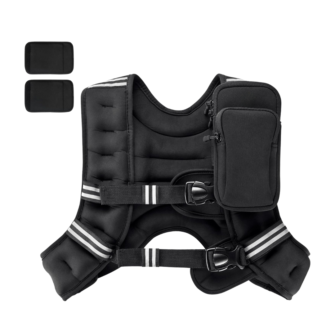 Adjustable Weighted Vest in Lycra with Reflective Bands and Detachable Shoulder Pads