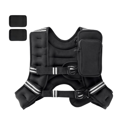 Adjustable Weighted Vest in Lycra with Reflective Bands and Detachable Shoulder Pads