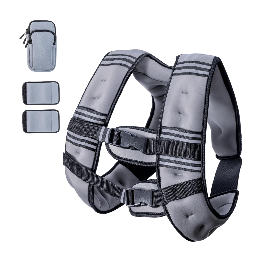 Adjustable Weighted Vest in Lycra with Reflective Bands and Detachable Shoulder Pads