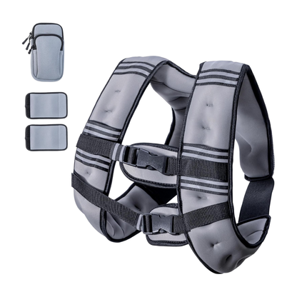 Adjustable Weighted Vest in Lycra with Reflective Bands and Detachable Shoulder Pads