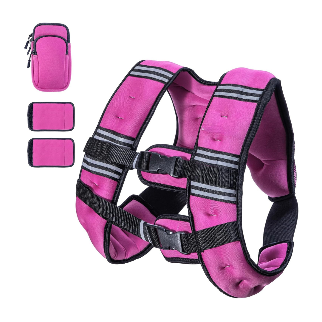 Adjustable Weighted Vest in Lycra with Reflective Bands and Detachable Shoulder Pads