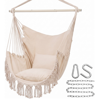 Hammock Chair with Cushions and Storage Pocket – 500 lb Weight Limit