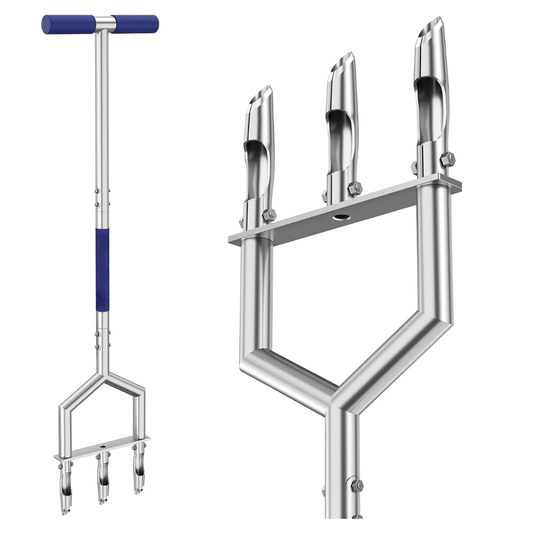 3-Pronged Hollow Tine Lawn Aerator Tool for Manual Core Aeration