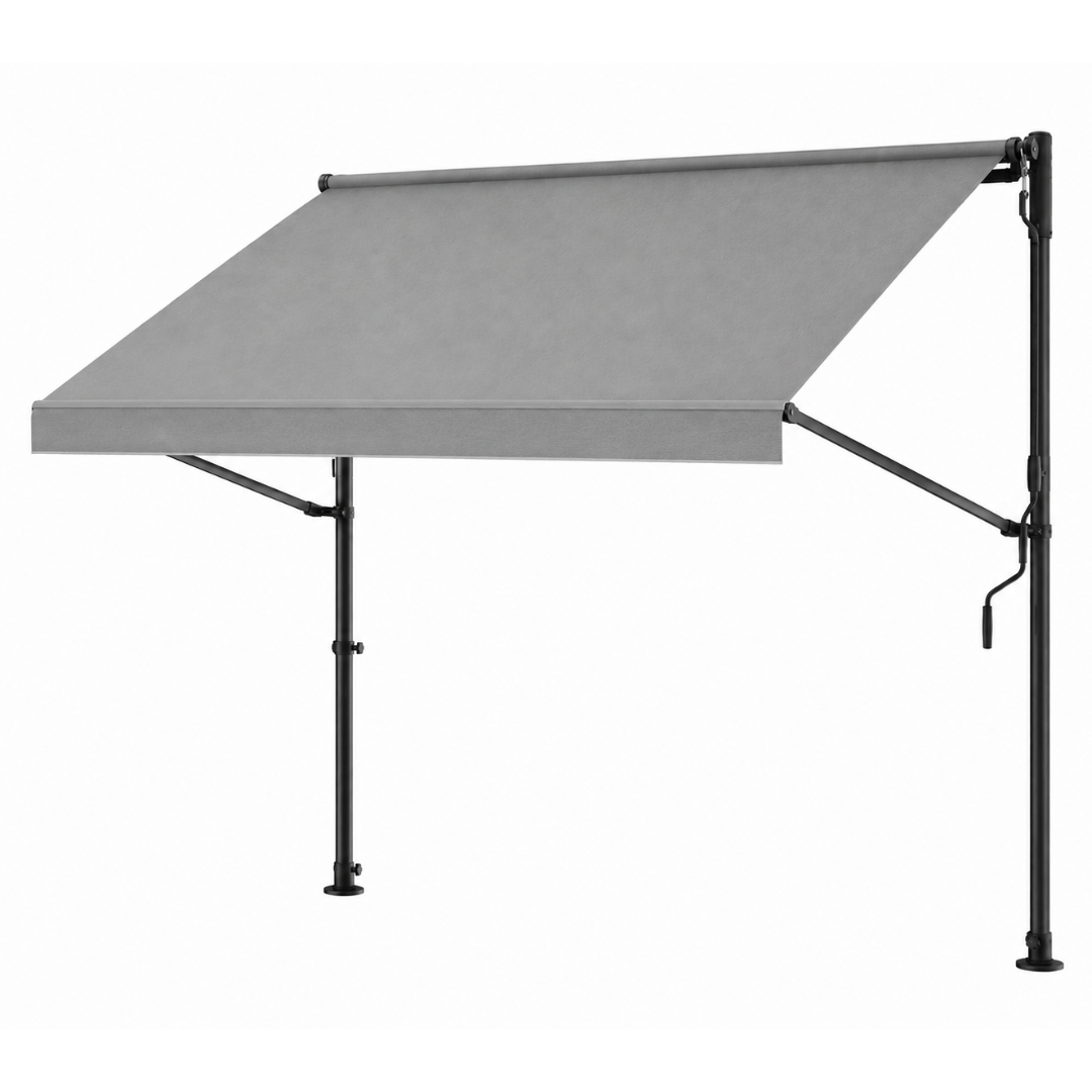 Height Adjustable 118-Inch Manual Patio Awning for Sun Protection