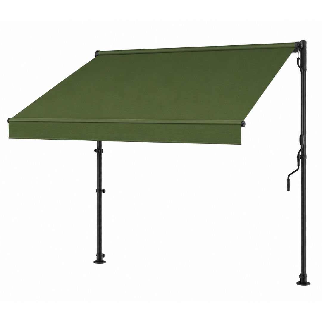 Height Adjustable 118-Inch Manual Patio Awning for Sun Protection