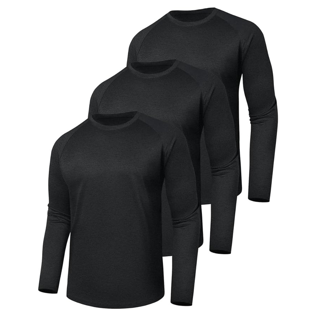 3-Pack of Long Sleeve Shirts for Men, Stretchy Quick-Dry Material