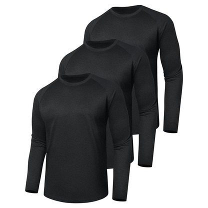 3-Pack of Long Sleeve Shirts for Men, Stretchy Quick-Dry Material