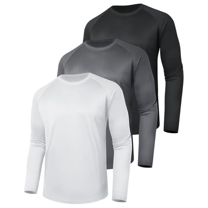 3-Pack of Long Sleeve Shirts for Men, Stretchy Quick-Dry Material
