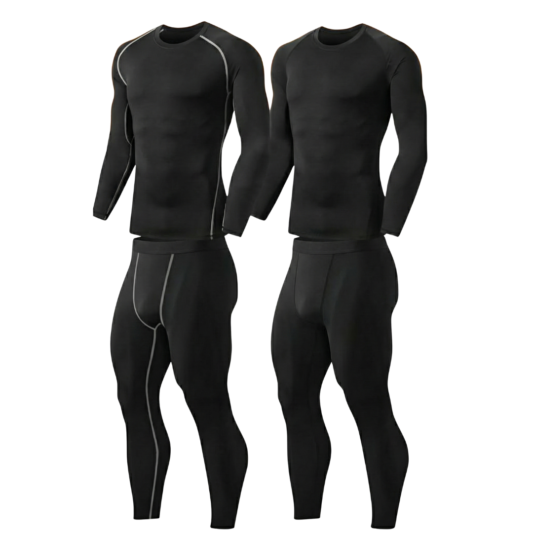 Fleece-Lined Base Layer Set for Men - Thermal Top and Bottom