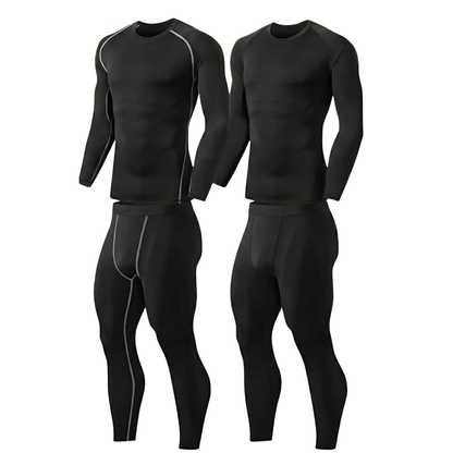 Fleece-Lined Base Layer Set for Men - Thermal Top and Bottom