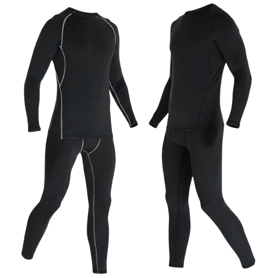 Fleece-Lined Base Layer Set for Men - Thermal Top and Bottom