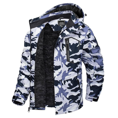 Water-Resistant Fleece Jacket for Men with Removable Hood for Skiing