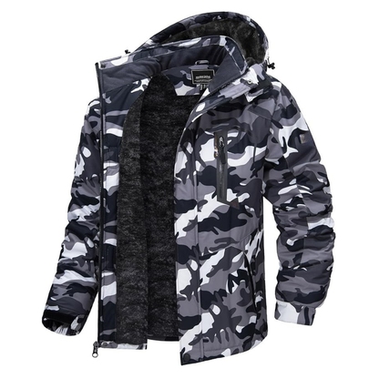 Water-Resistant Fleece Jacket for Men with Removable Hood for Skiing