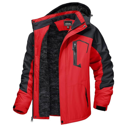 Water-Resistant Fleece Jacket for Men with Removable Hood for Skiing