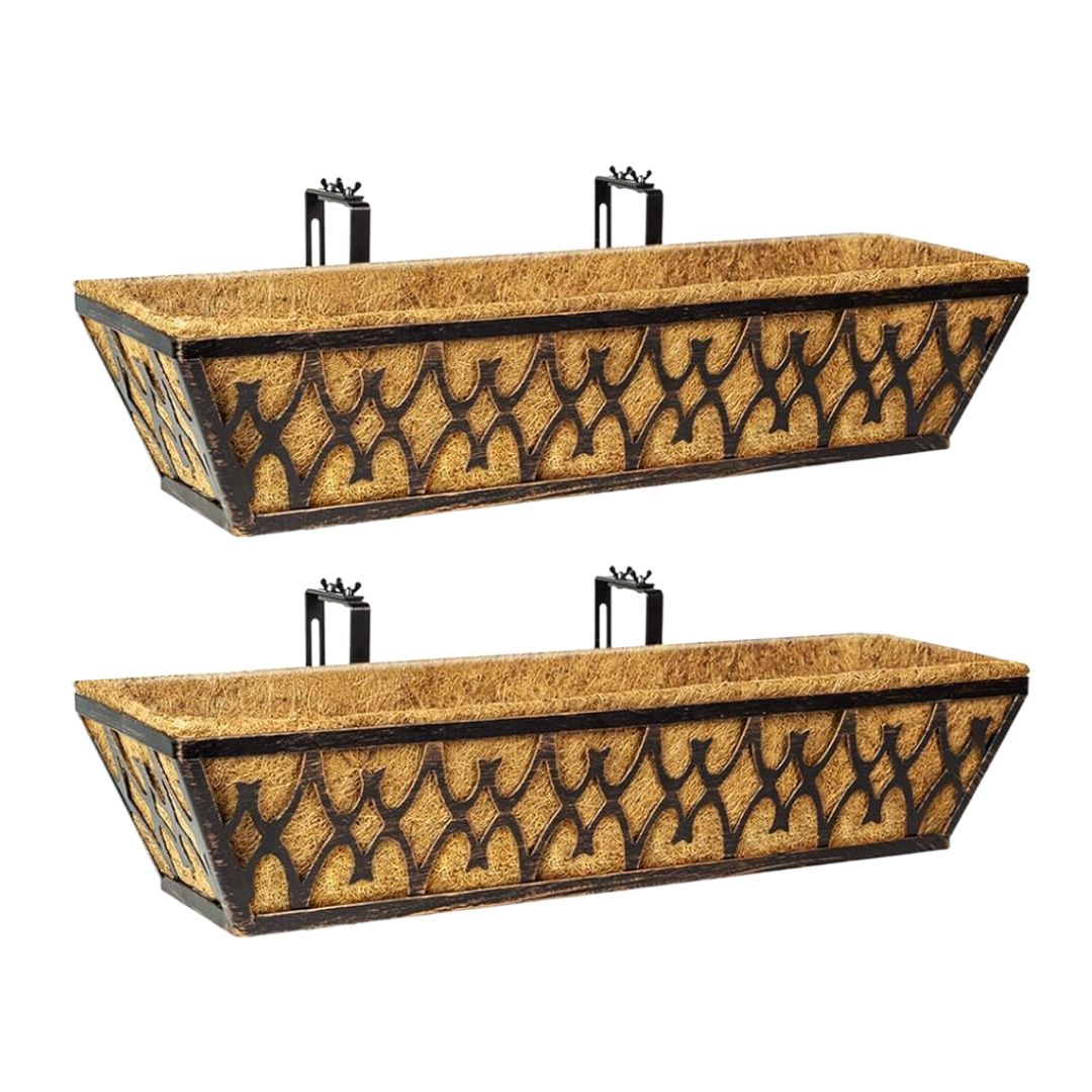 Coco Liner Metal Planter Box for Balcony and Fence