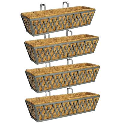 Coco Liner Metal Planter Box for Balcony and Fence