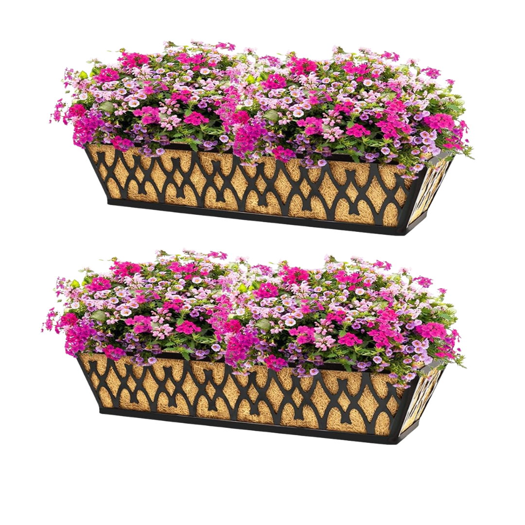 Coco Liner Metal Planter Box for Balcony and Fence