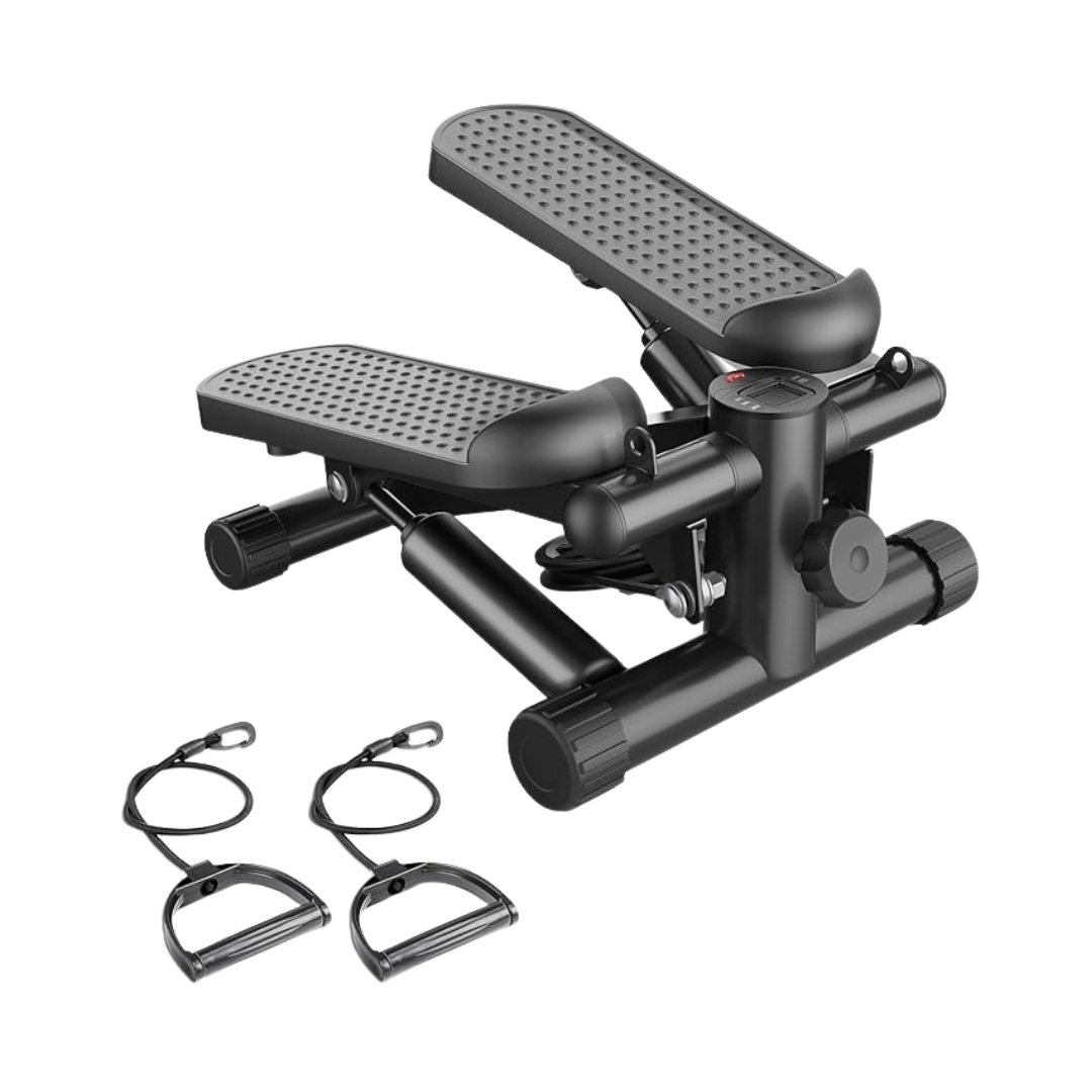 Compact Hydraulic Stepper with Resistance Bands for Home Workouts