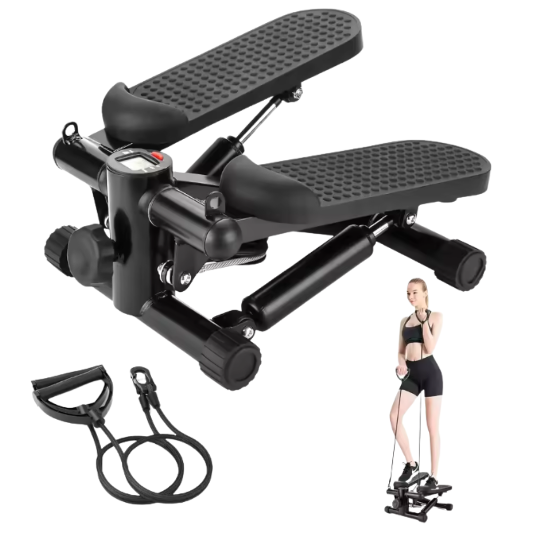 Compact Hydraulic Stepper with Resistance Bands for Home Workouts