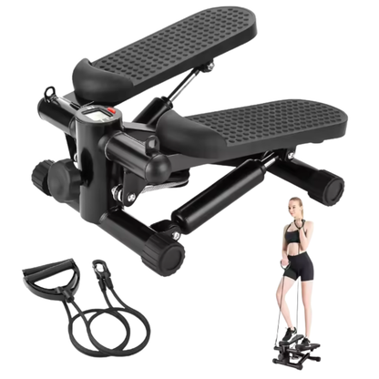 Compact Hydraulic Stepper with Resistance Bands for Home Workouts